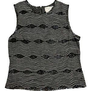 90s White & Black Patterned Blouse